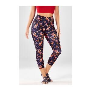 FABLETICS Define High Waisted Printed Pure Luxe Capri Leggings Plumeria Size M